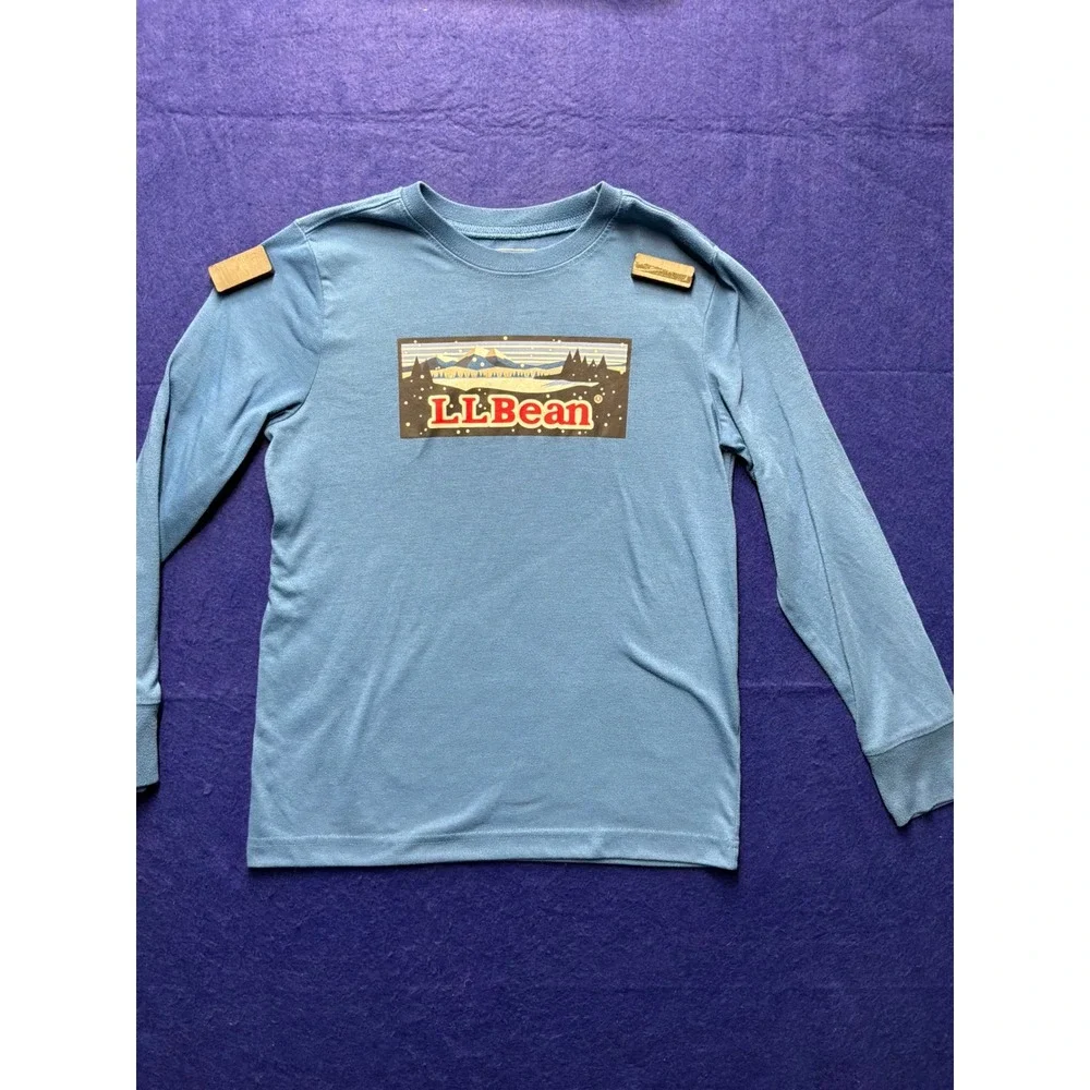 Gorpcore Kids‎ LL Bean Graphic Long Sleeve Tee M 10-12 Blue